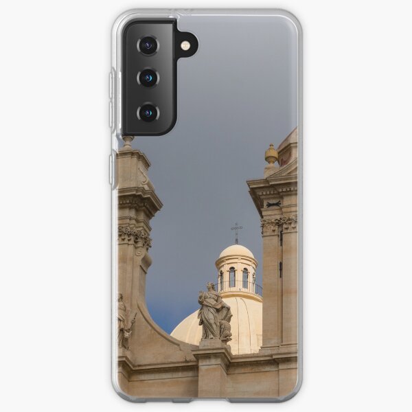 A Well Placed Ray of Sunshine - Noto Cathedral Saint Nicholas of Myra Against a Cloudy Sky Samsung Galaxy Soft Case