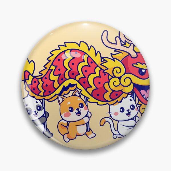 Item preview, Harmony Parade: Cute Panda, Shiba Inu, Dog, Cat Bring Chinese Dragon Barongsai Cartoon Vector Icon" designed and sold by hjian8219.