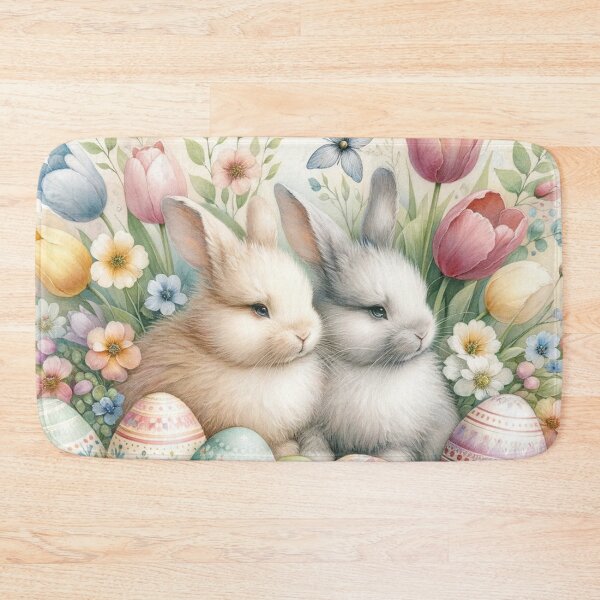 Item preview, Easter Themed Print with Eggs, Flowers, and Bunnies designed and sold by PinUpPizzazz.