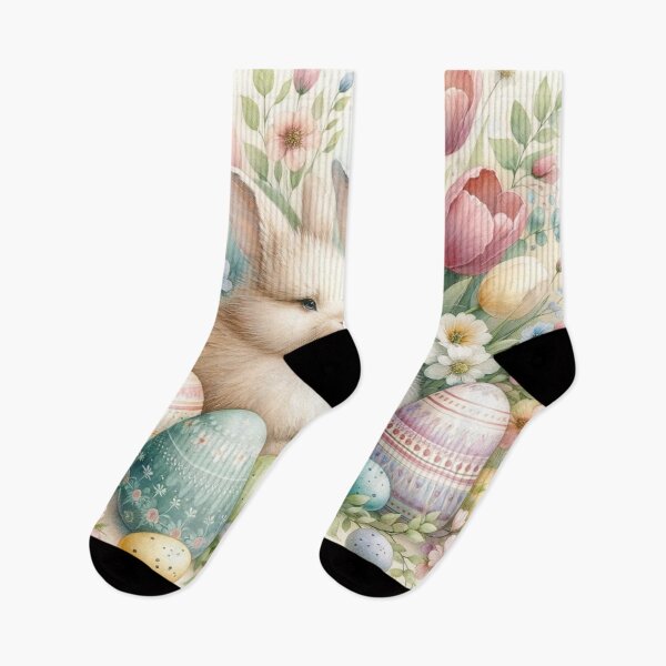 Item preview, Easter Themed Print with Eggs, Flowers, and Bunnies designed and sold by PinUpPizzazz.
