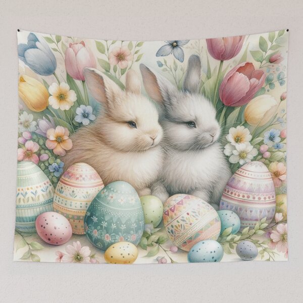 Item preview, Easter Themed Print with Eggs, Flowers, and Bunnies designed and sold by PinUpPizzazz.