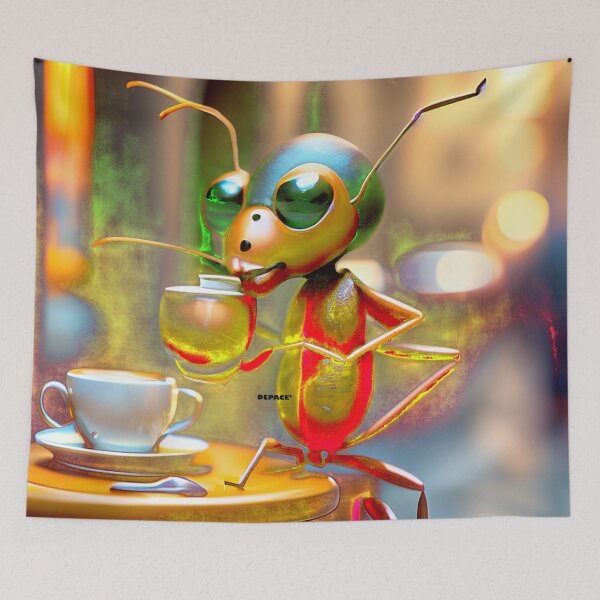 Item preview, Whimsical Ant Drinking Coffee at a Local Cafe - dePace' designed and sold by mrpropcake.