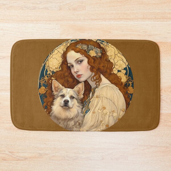 Item preview, Girl with a dog in a mysterious forest. designed and sold by Natalia-Vlad.