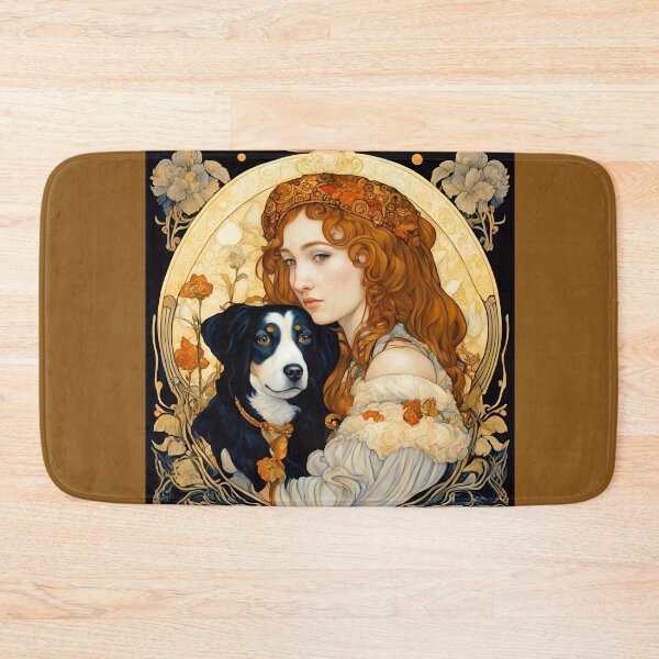 Item preview, Girl with a dog in a mysterious forest. designed and sold by Natalia-Vlad.