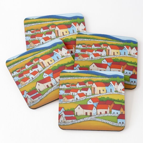 Item preview, Folk Art Village with red Roofs designed and sold by MissQuiss.