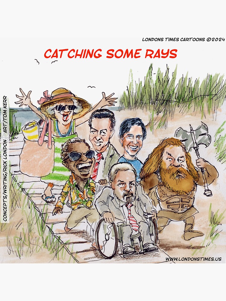 Thumbnail 3 of 3, Sticker, Catching A Few Famous Rays designed and sold by ltcartoons.