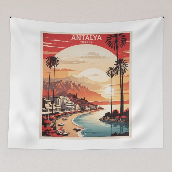 Aperçu de l'œuvre Antalya Turquie Affiche de voyage vintage créée et vendue par TravelersGems.