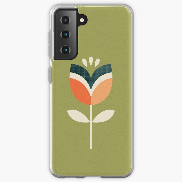 Retro Tulip - Orange and Olive Green Samsung Galaxy Soft Case