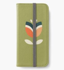 Retro Tulpe - Orange und Olivgrün iPhone Flip-Case/Hülle/Klebefolie