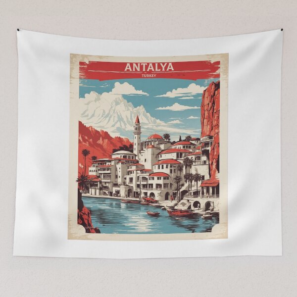 Aperçu de l'œuvre Antalya Turquie Affiche de voyage vintage créée et vendue par TravelersGems.