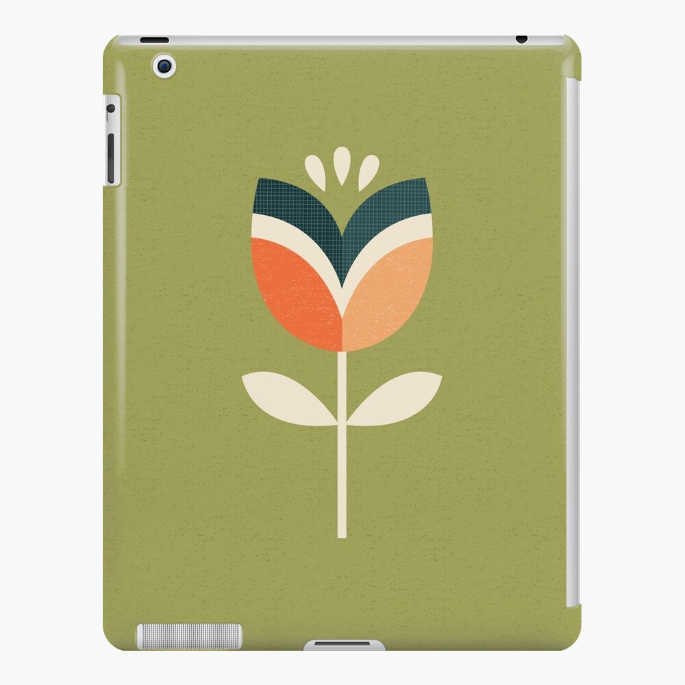 Retro Tulip - Orange and Olive Green iPad Case & Skin