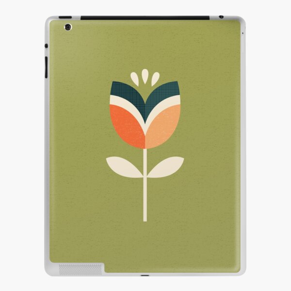 Retro Tulip - Orange and Olive Green iPad Skin