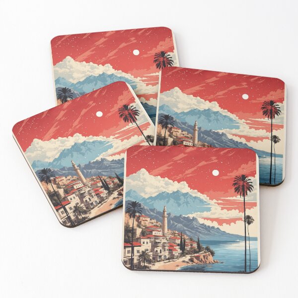 Item preview, Antalya Turkey Starry Night Vintage Travel Poster Art designed and sold by TravelersGems.