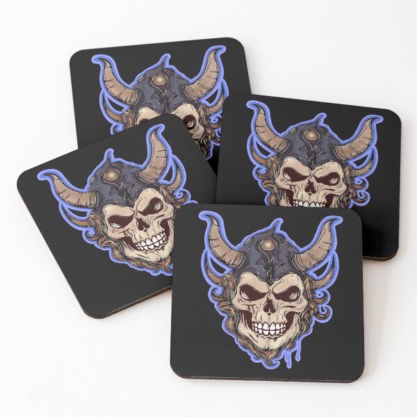 Item preview, A Viking skull wearing a horned helmet. designed and sold by DaveDanchuk.