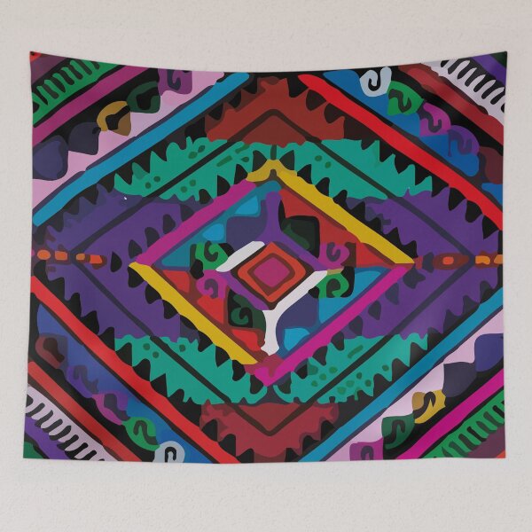 Item preview, Geometric multicolor ethnic folk art maximalist decor designed and sold by T-Mex.