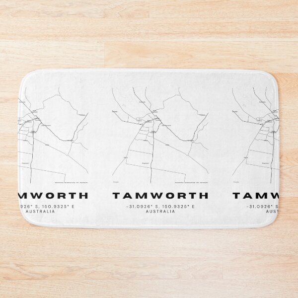 Artikelvorschau, Tamworth-Koordinaten | Australien-Städte-Kunstwerk | Stilvolles Kartenkunstdesign entworfen und verkauft von RM-Journey.