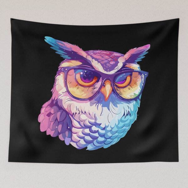 Item preview, Colorful Eurasian Eagle Owl Wearing Shades designed and sold by Leonardo Palumbo.