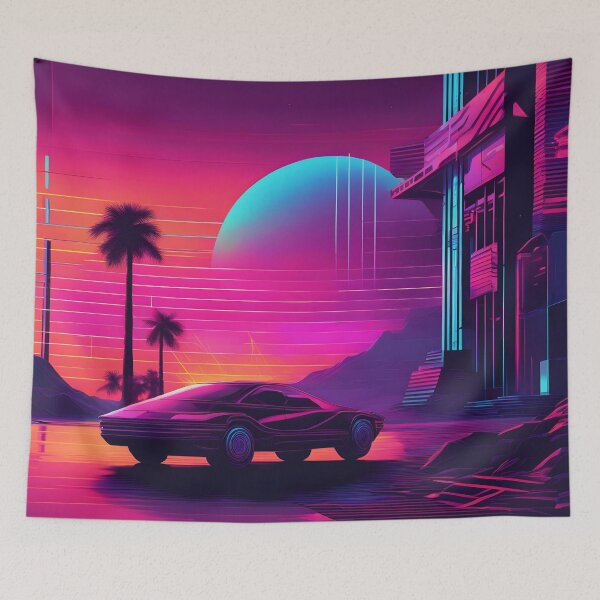 Item preview, Sunset Synthwave: Urban Oasis designed and sold by ZipperDragon88.