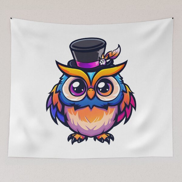 Item preview, Kawaii Eurasian Eagle Owl Wearing a Top Hat designed and sold by Leonardo Palumbo.