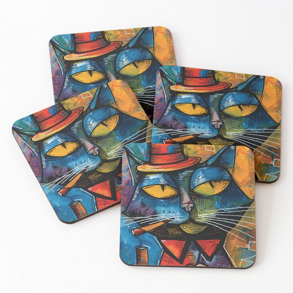 Item preview, Enchanting Feline Reverie: A Fusion of Artistic Marvels in the Colorful Silhouette of a Playful Cat-themed Postage Stamp designed and sold by OlfactoART Studio.