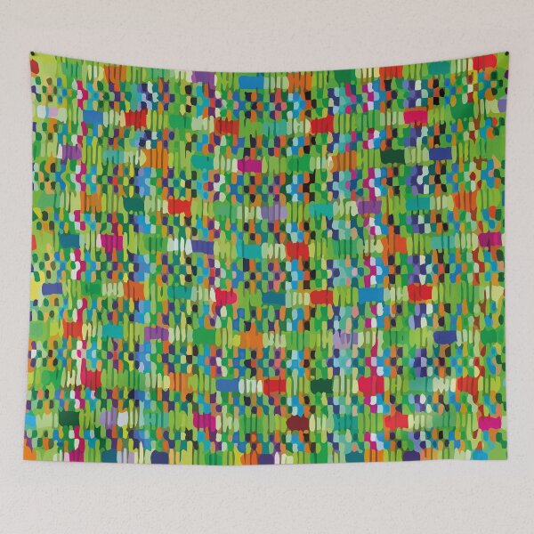Item preview, Green multicolor polka dot rainbow confetti maximalist folk art fun decor designed and sold by T-Mex.
