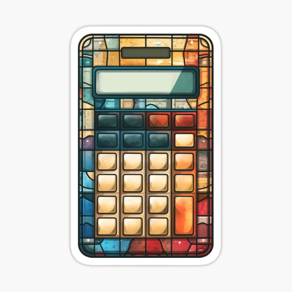 Colorful calculator with stained glass mosaic pattern Sticker