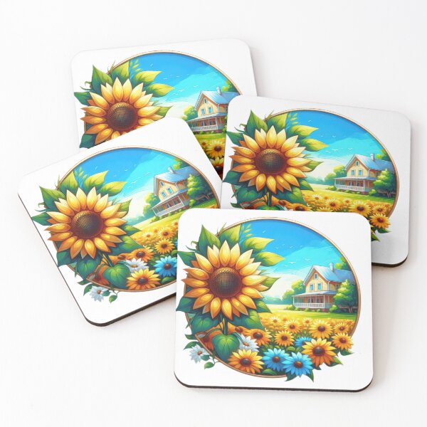 Item preview, sunflower in front of a house landscape floral flowers designed and sold by Expressions-Sel.