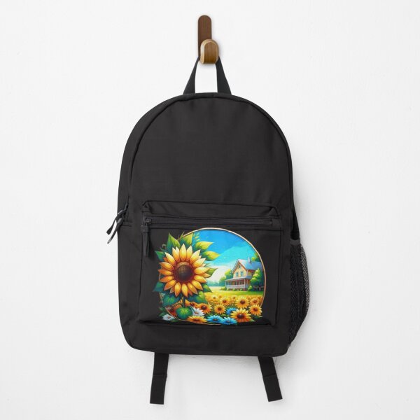 Item preview, sunflower in front of a house landscape floral flowers designed and sold by Expressions-Sel.