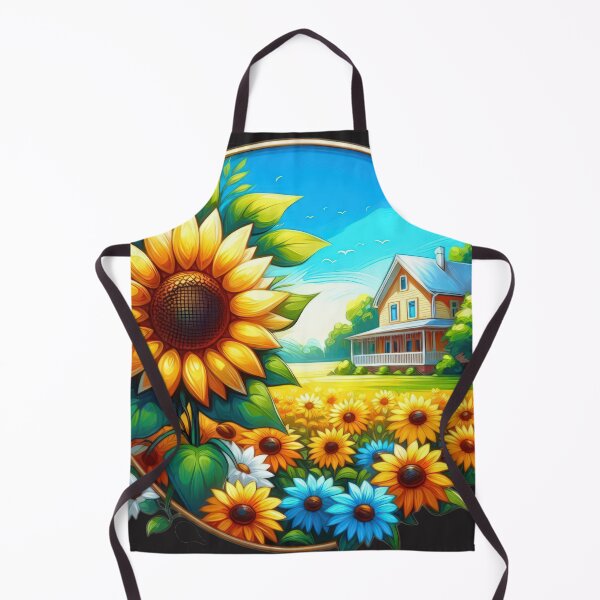 Item preview, sunflower in front of a house landscape floral flowers designed and sold by Expressions-Sel.