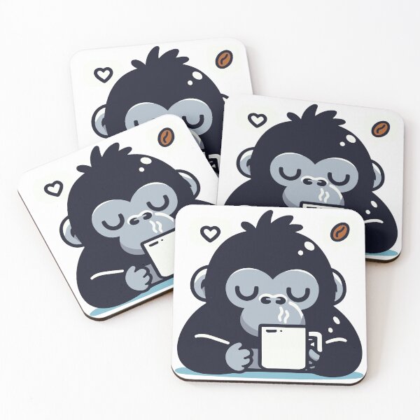 Item preview, Cute Gorilla Drinking Coffee designed and sold by BluRockDesigns.