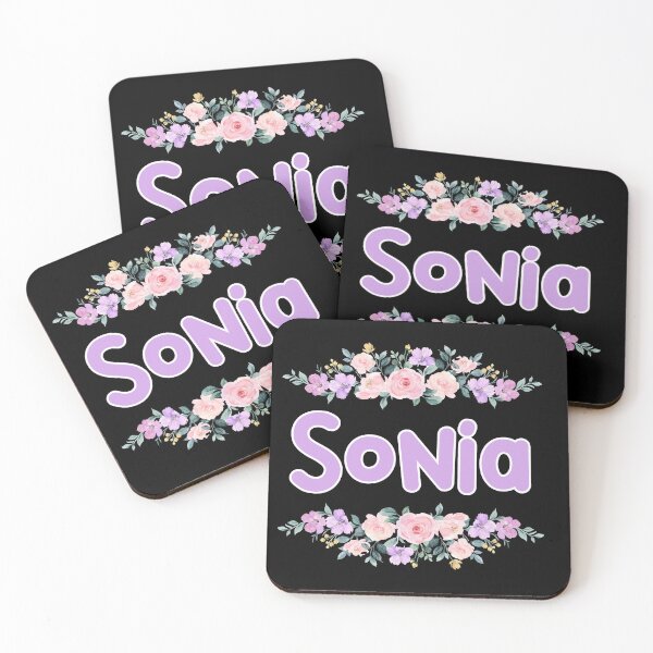 Item preview, Purple Flower Sonia Name Label (Black) designed and sold by NormadWorld.