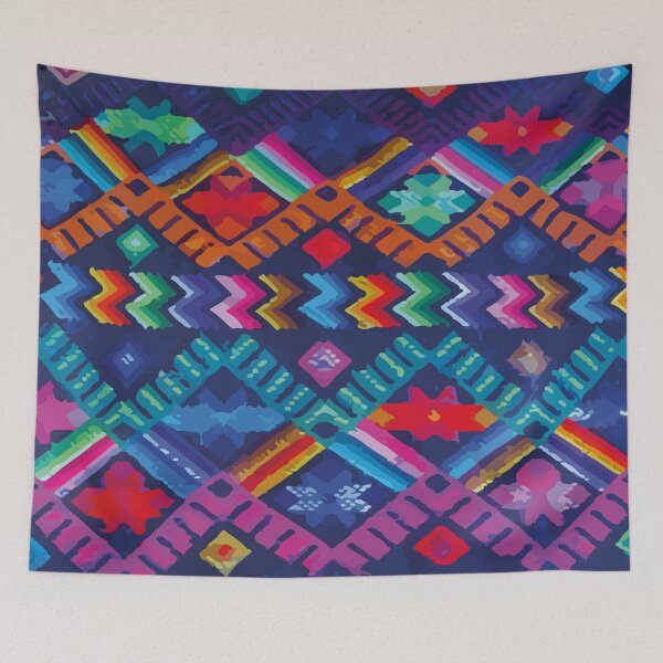 Item preview, Ethnic embroidery royal blue maya textile dopamine decor designed and sold by T-Mex.