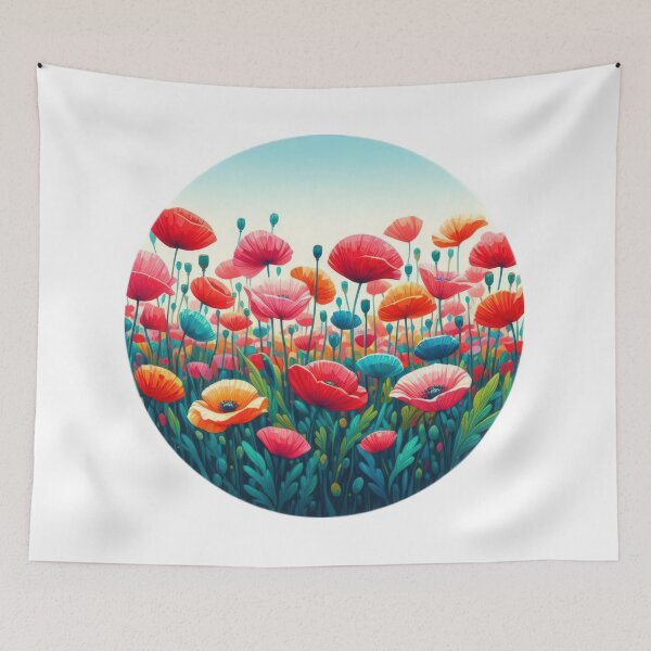 Item preview, poppy field landscape floral flowers background designed and sold by Expressions-Sel.