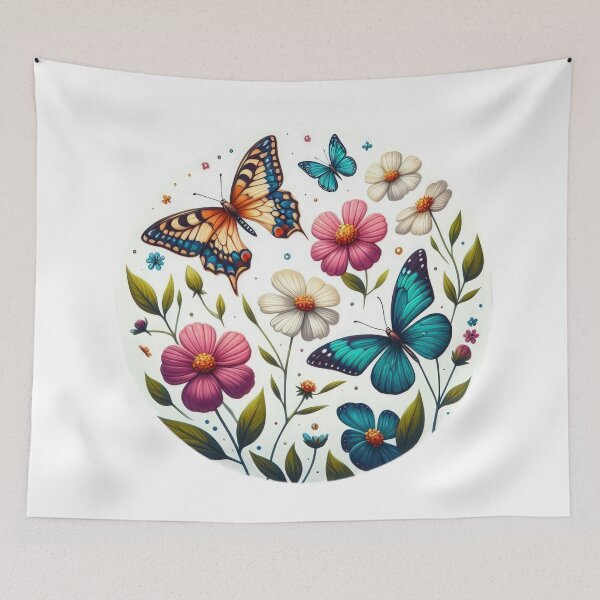 Item preview, flowers with butterflies landscape floral flowers background designed and sold by Expressions-Sel.