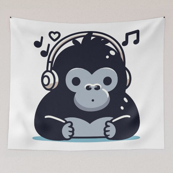 Item preview, Cute Gorilla Listening To Music designed and sold by BluRockDesigns.