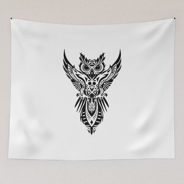 Item preview, black and white tribal owl outline designed and sold by kgcreation91.