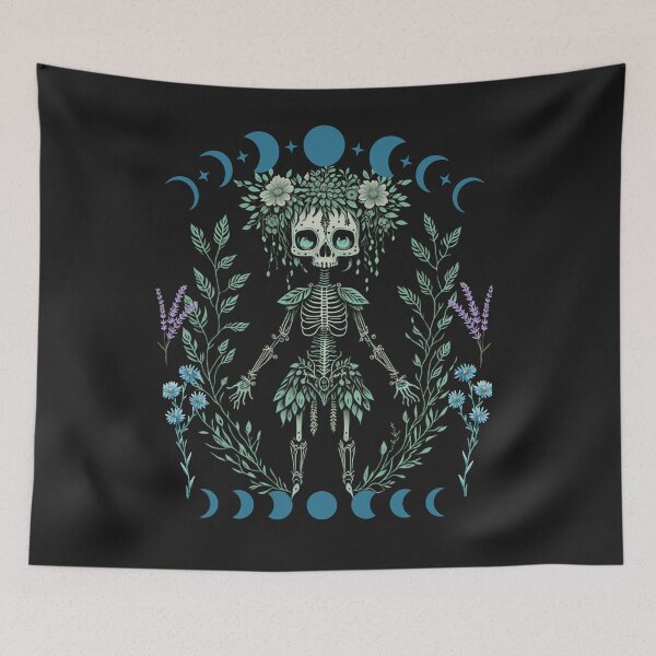 Item preview, Botanical Skeleton woodland, Cottage-core Floral Throw Blanket 15 designed and sold by LLdreams.