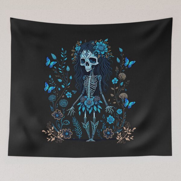 Item preview, Botanical Skeleton woodland, Cottage-core Floral Throw Blanket 16 designed and sold by LLdreams.
