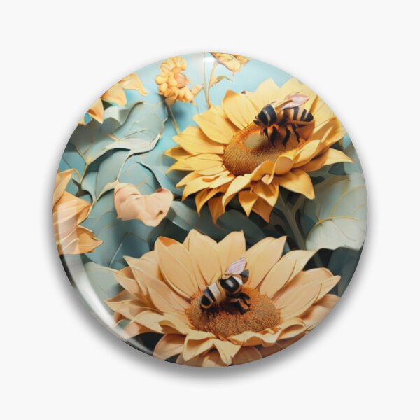 Item preview, Buzzing Blooms: Bees Pattern on Sunflowers Art designed and sold by olademar.