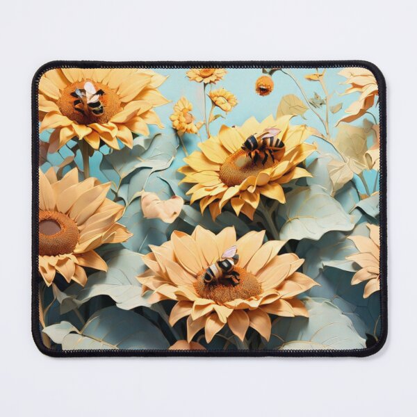 Item preview, Buzzing Blooms: Bees Pattern on Sunflowers Art designed and sold by olademar.