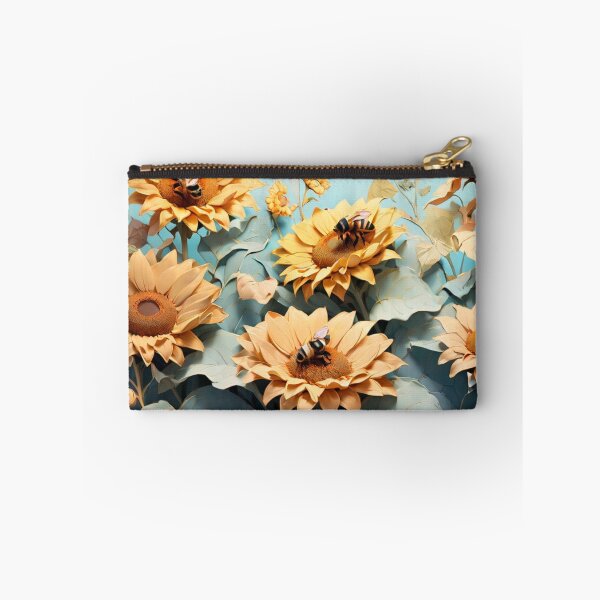 Item preview, Buzzing Blooms: Bees Pattern on Sunflowers Art designed and sold by olademar.