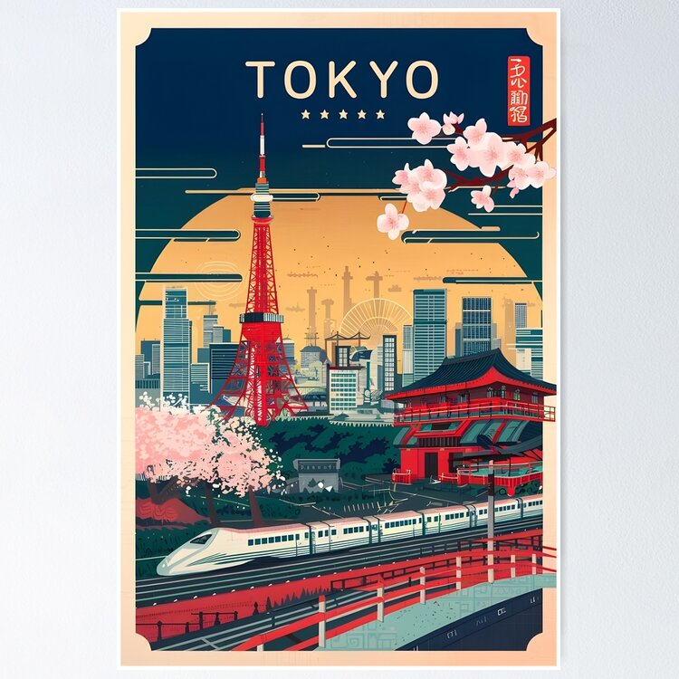 Tokyo Travel Poster Sticker