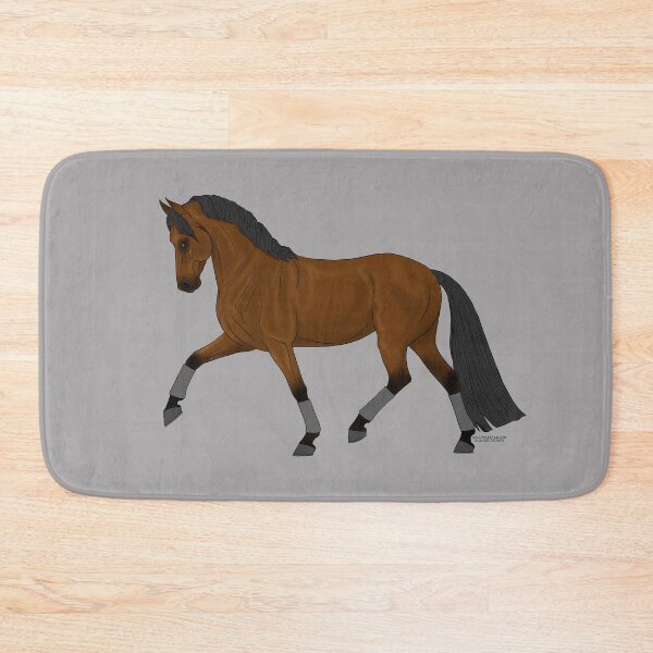 Item preview, Trotting Bay Warmblood Horse with Gray Wraps designed and sold by DappledMoon.