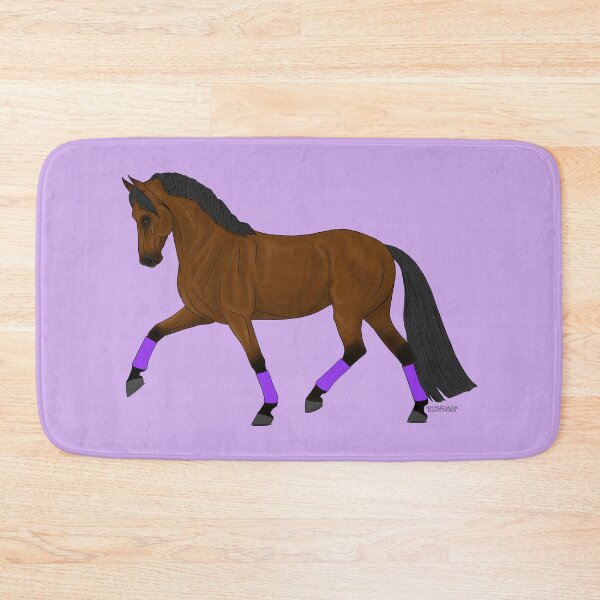 Item preview, Trotting Bay Warmblood with Purple Wraps designed and sold by DappledMoon.