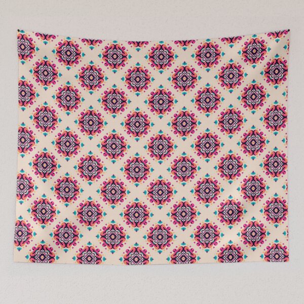 Item preview, Aztec Seamless Pattern Design With Little Pink Hearts - Tribal Inspired Print, Abstract Designs, Unique Gifts, Digital Art Prints, Trendy Textiles designed and sold by ATSCreationsZA.