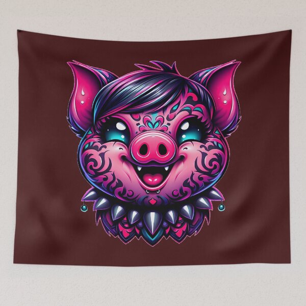 Item preview, Gothic Happy Smiling Pig designed and sold by ArtadoraDesignz.