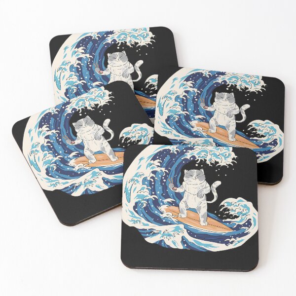 Item preview, Japanese Wave Surfing Cat With Sushi - Japan Anime Manga  designed and sold by ValerieMartinLT.