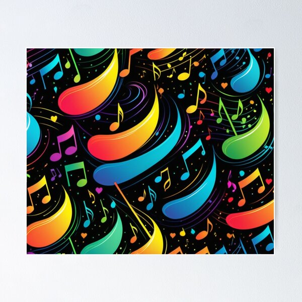 Item preview, Musical notes in fluorescent colors designed and sold by Artbellachi.