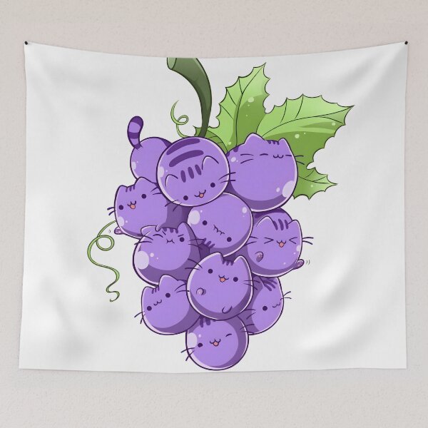 Item preview, cute and kawaii grape cat designed and sold by Isa00j.