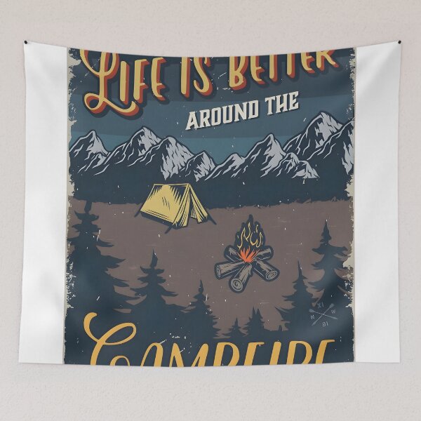 Item preview, cool good vintage campfire poster for decoration designed and sold by Isa00j.